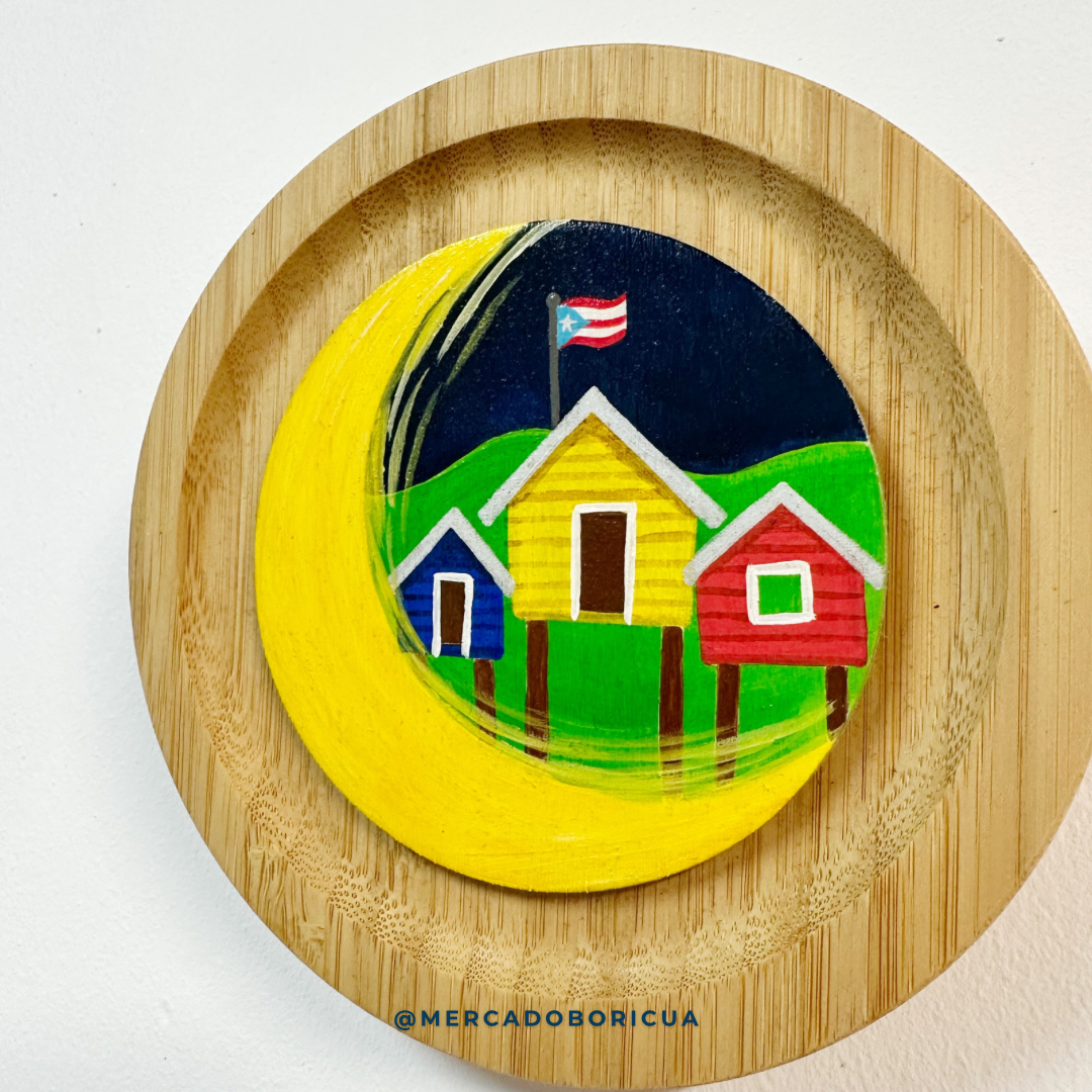 Placa pintada a mano | Casitas de campo | Boricua en la Luna