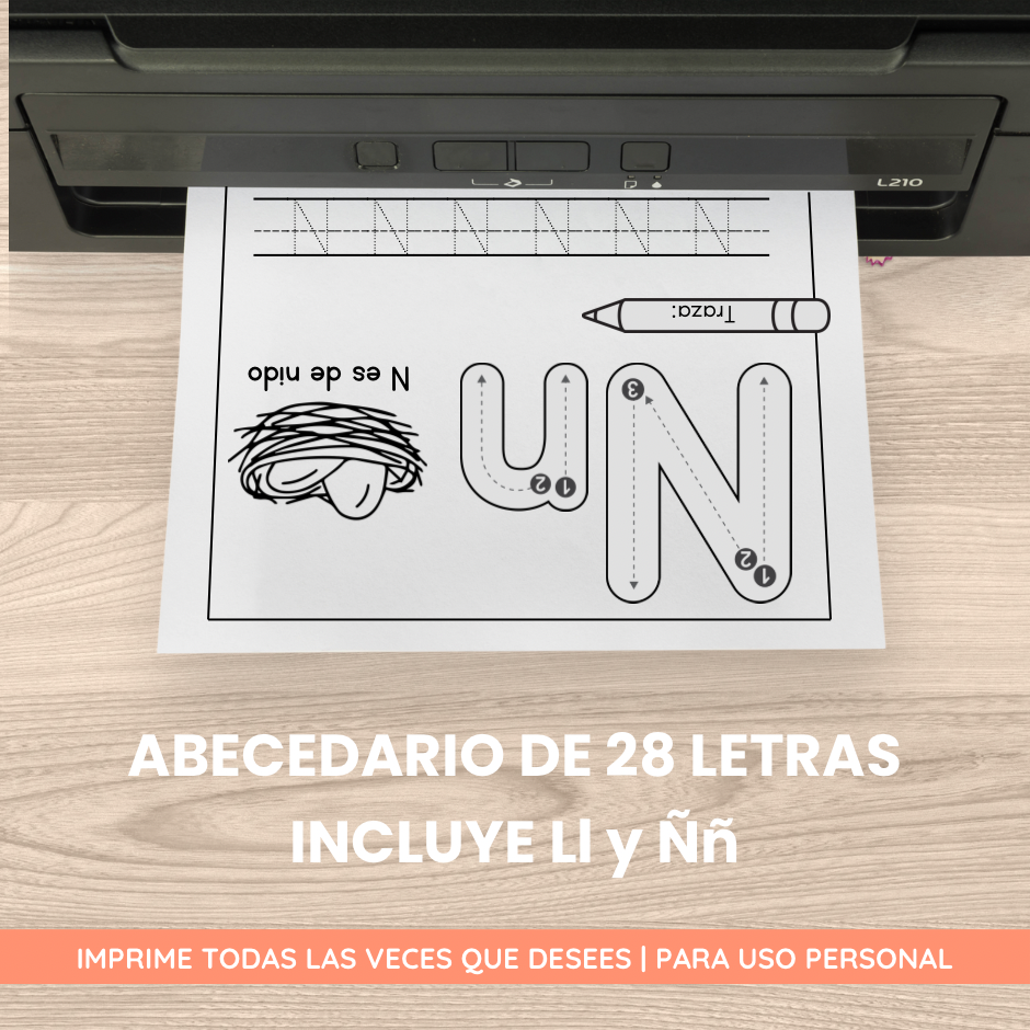 Imprimible Abecedario en Español para niños - Traza y colorea