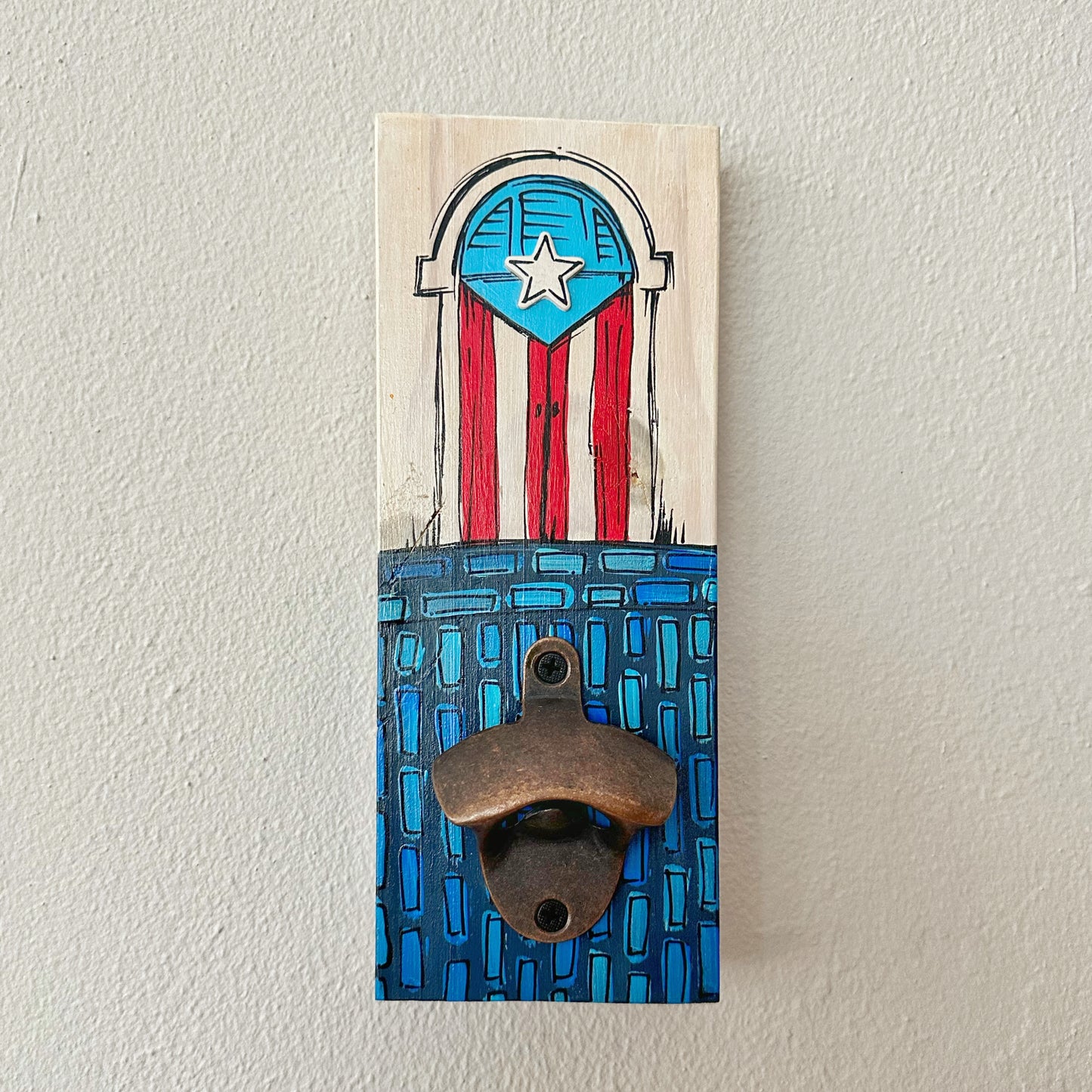 Bottle Opener Door with Flag