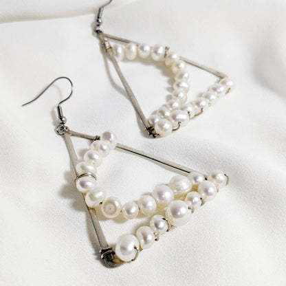 Pantallas (Aretes) Alambradas de Perlas | Plata| Purple Snap Jewelers