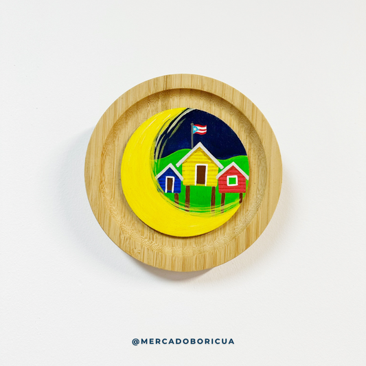 Hand painted plaque | Country houses | Puerto Rican on the Moon