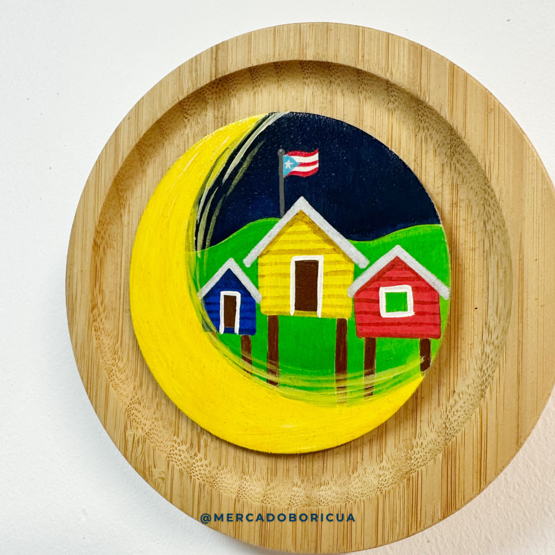 Hand painted plaque | Country houses | Puerto Rican on the Moon