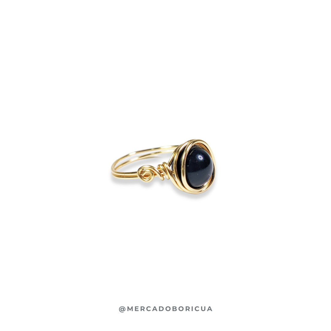 Obsidian Wire Ring