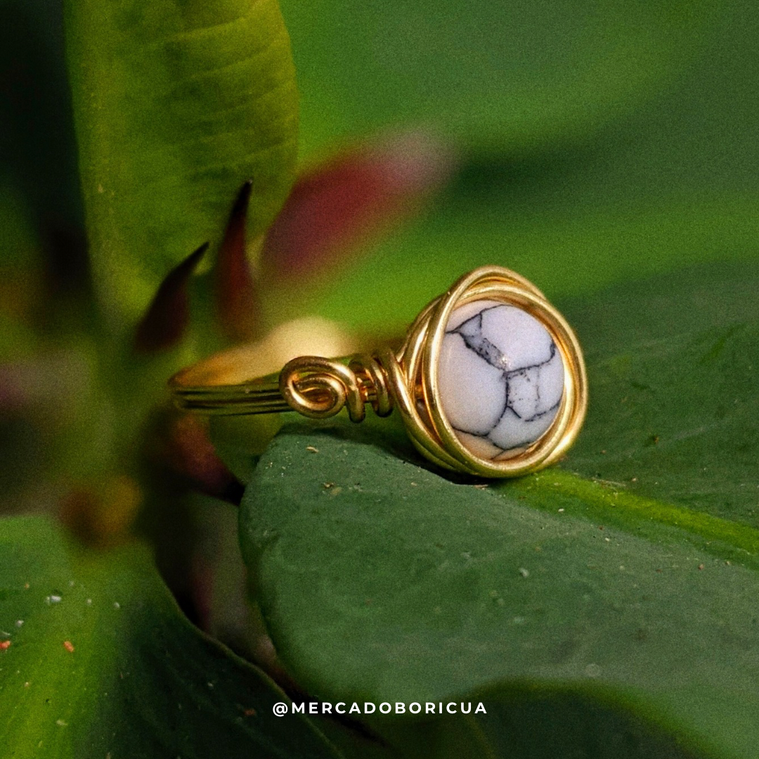 Howlite Wire Ring