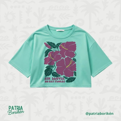 Boricua Poppy Crop Top "No Rain, No Flowers"
