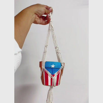 Tiesto Pintado + Macramé colgante | Puerta Bandera de PR