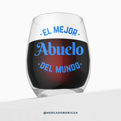 Vaso en Cristal | Mejor Abuelo del Mundo | Regalo para Papá Boricua