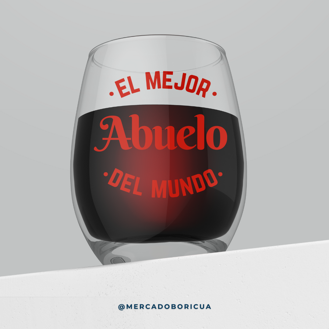 Vaso en Cristal | Mejor Abuelo del Mundo | Regalo para Papá Boricua