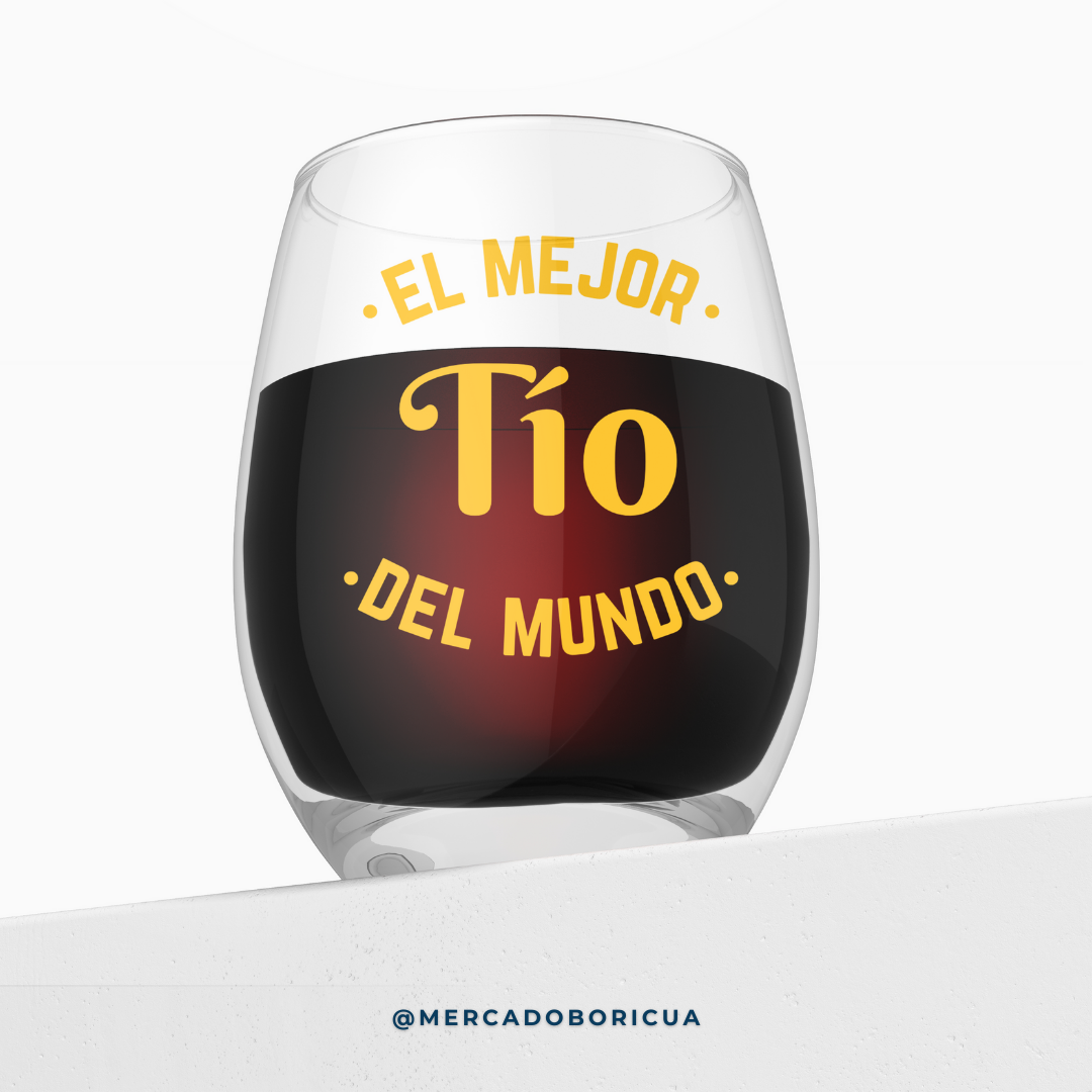 Vaso en Cristal | Mejor Tío del Mundo | Regalo para Papá Boricua