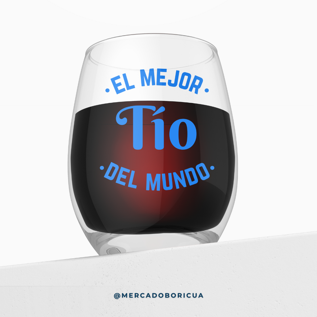 Vaso en Cristal | Mejor Tío del Mundo | Regalo para Papá Boricua