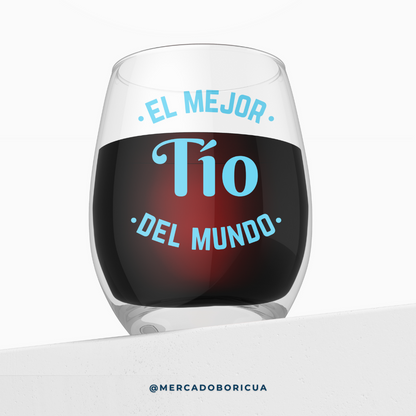 Vaso en Cristal | Mejor Tío del Mundo | Regalo para Papá Boricua