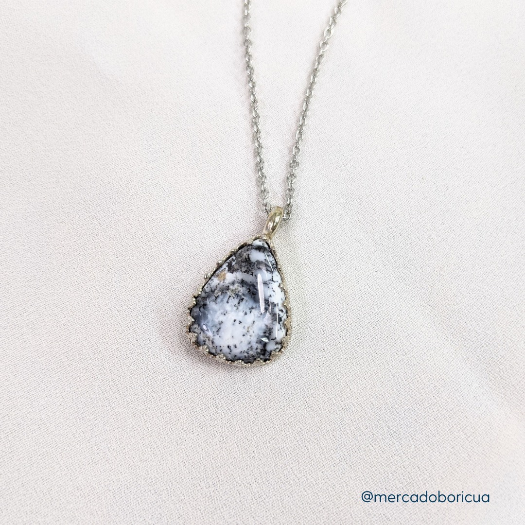 Collar de Cristal de Cuarzo Ópalo Dendrita | Joyas de piedras preciosas | Purple Snap Jewelers