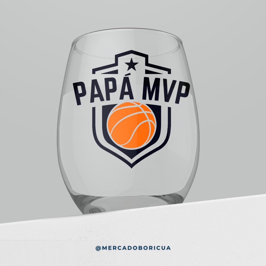 Vaso en Cristal | Papá MVP| Baloncesto | Regalo para Papá Boricua