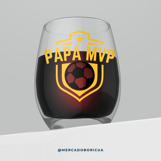 Vaso en Cristal | Papá MVP| Soccer | Futbol | Regalo para Papá Boricua