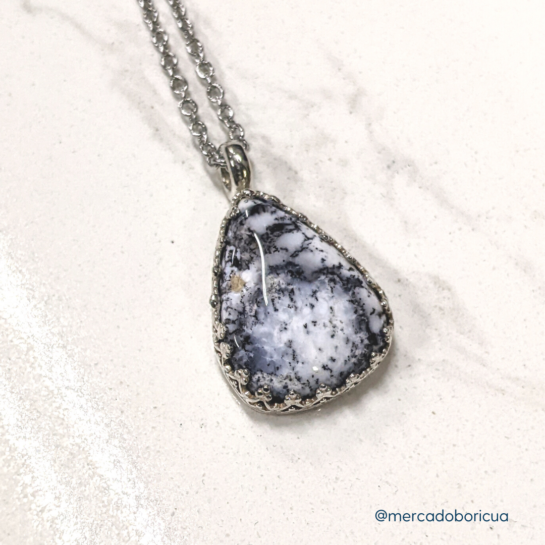 Opal Dendrite Quartz Crystal Necklace | Precious stone jewelry | Purple Snap Jewelers
