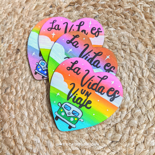 Hand Painted Magnet | Life is a Journey | VW Van | Handmade Magnet