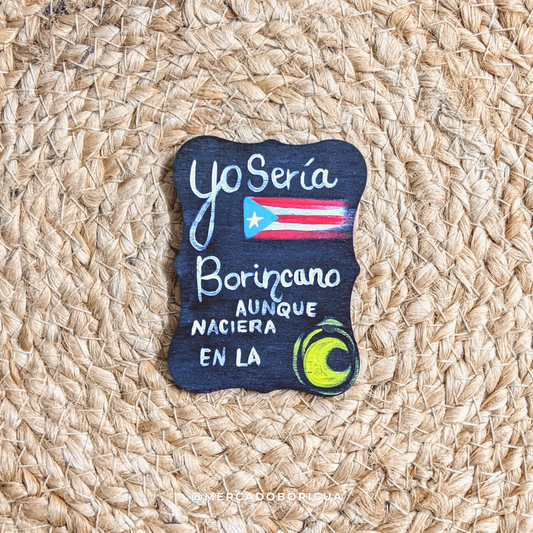 Hand Painted Magnet | Boricua on the Moon | Handmade Magnet