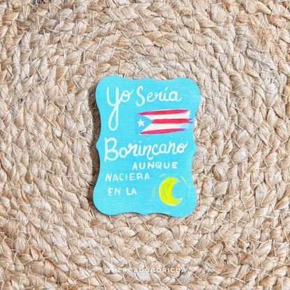 Hand Painted Magnet | Boricua on the Moon | Handmade Magnet
