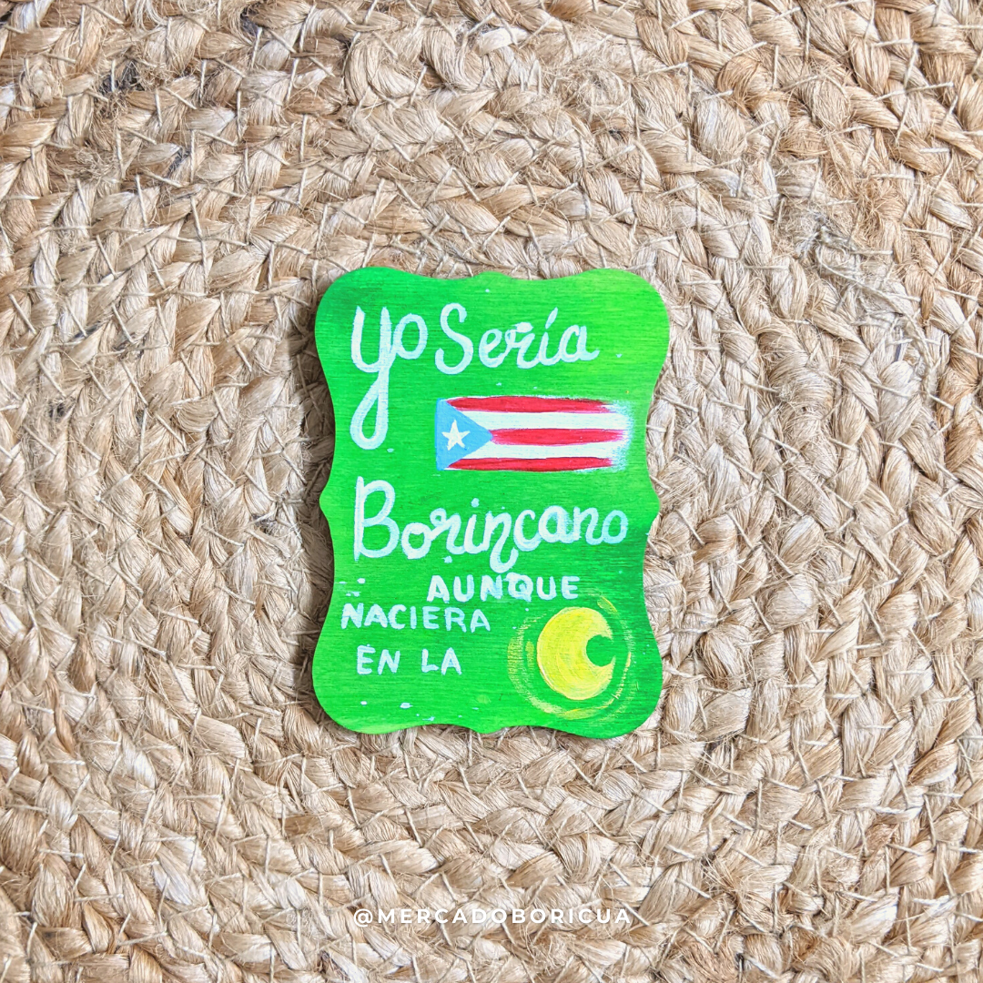 Hand Painted Magnet | Boricua on the Moon | Handmade Magnet