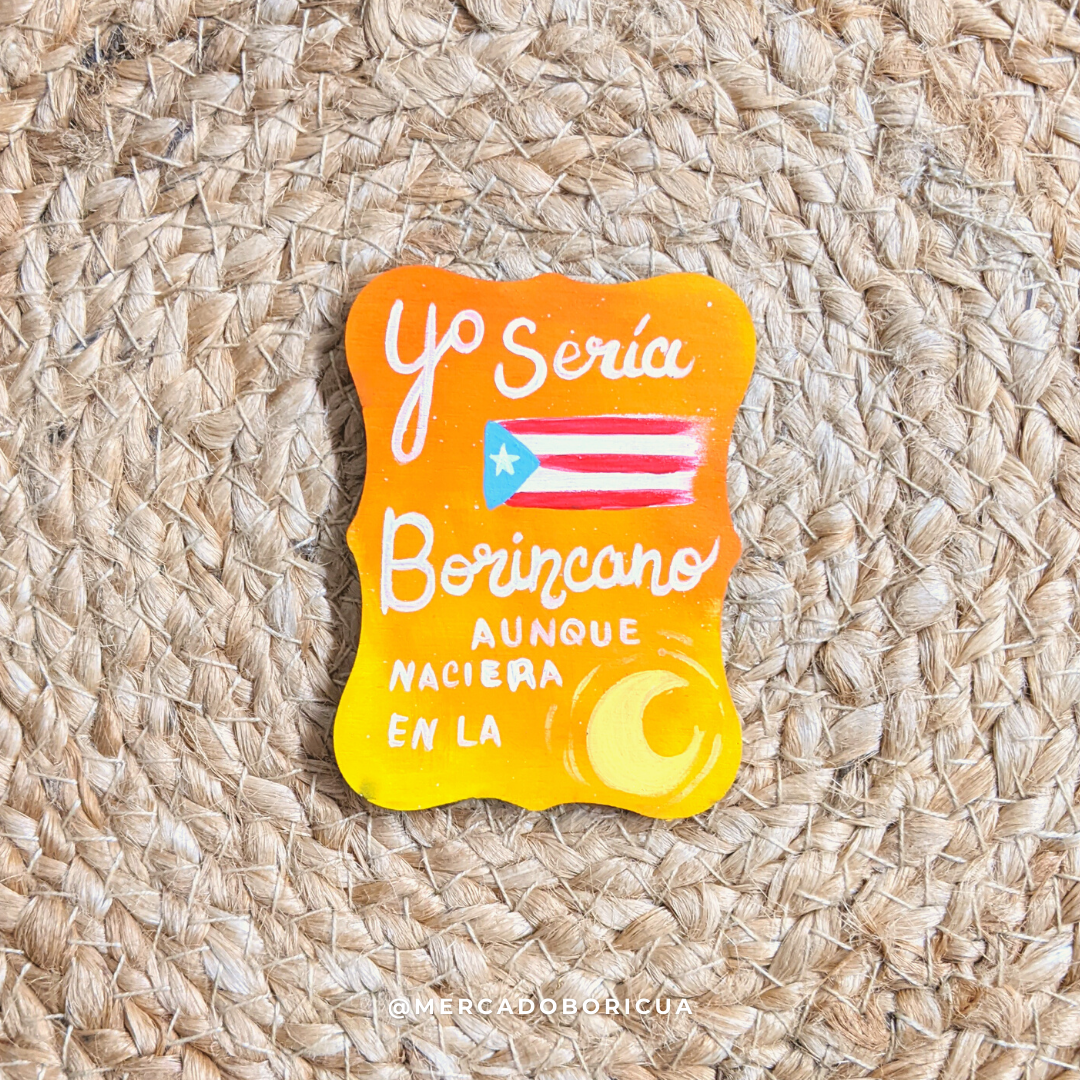 Hand Painted Magnet | Boricua on the Moon | Handmade Magnet