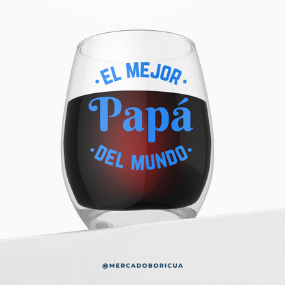 Vaso en Cristal | Mejor Papa del Mundo | Regalo para Papá Boricua