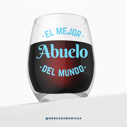 Vaso en Cristal | Mejor Abuelo del Mundo | Regalo para Papá Boricua