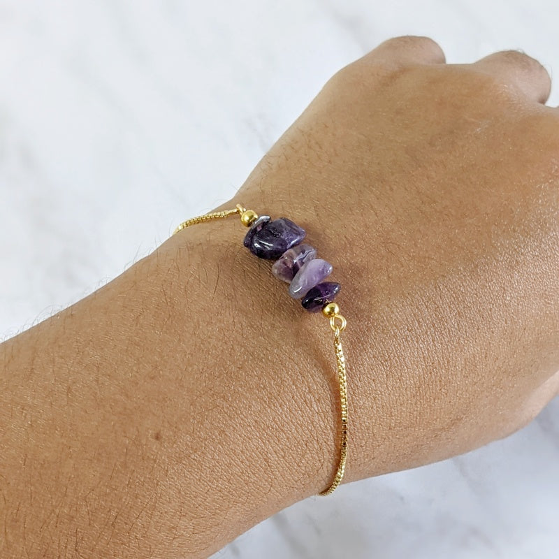 Pulsera de cuarzo para mujer | Pulsera ajustable de piedras semi preciosas | Regalo para ella | Liberte