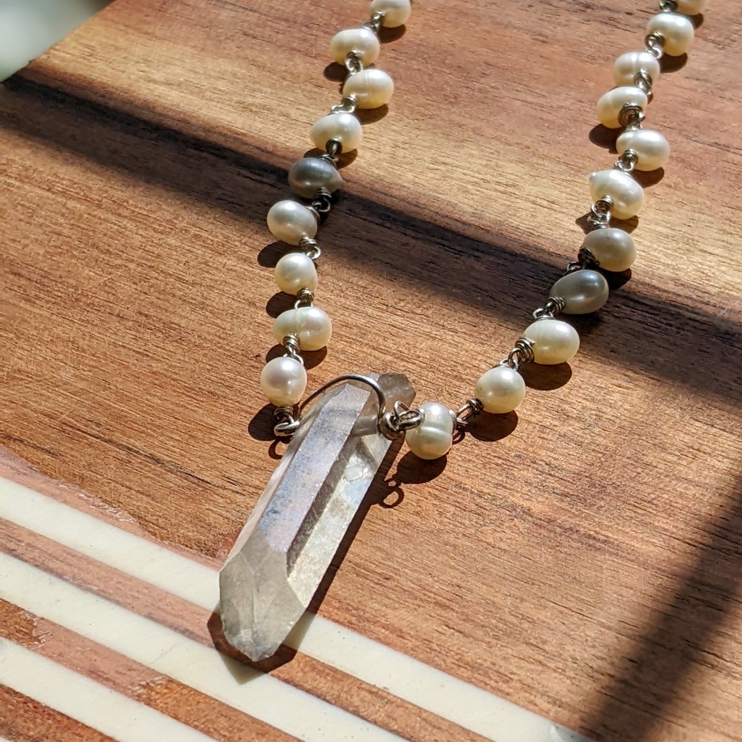 Pearl and Smoky Quartz Necklace 'Smokey' | Purple Snap Jewelers