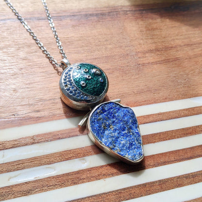 Colgante de Lapis Lazuli con Snap de Luna | Purple Snap Jewelers