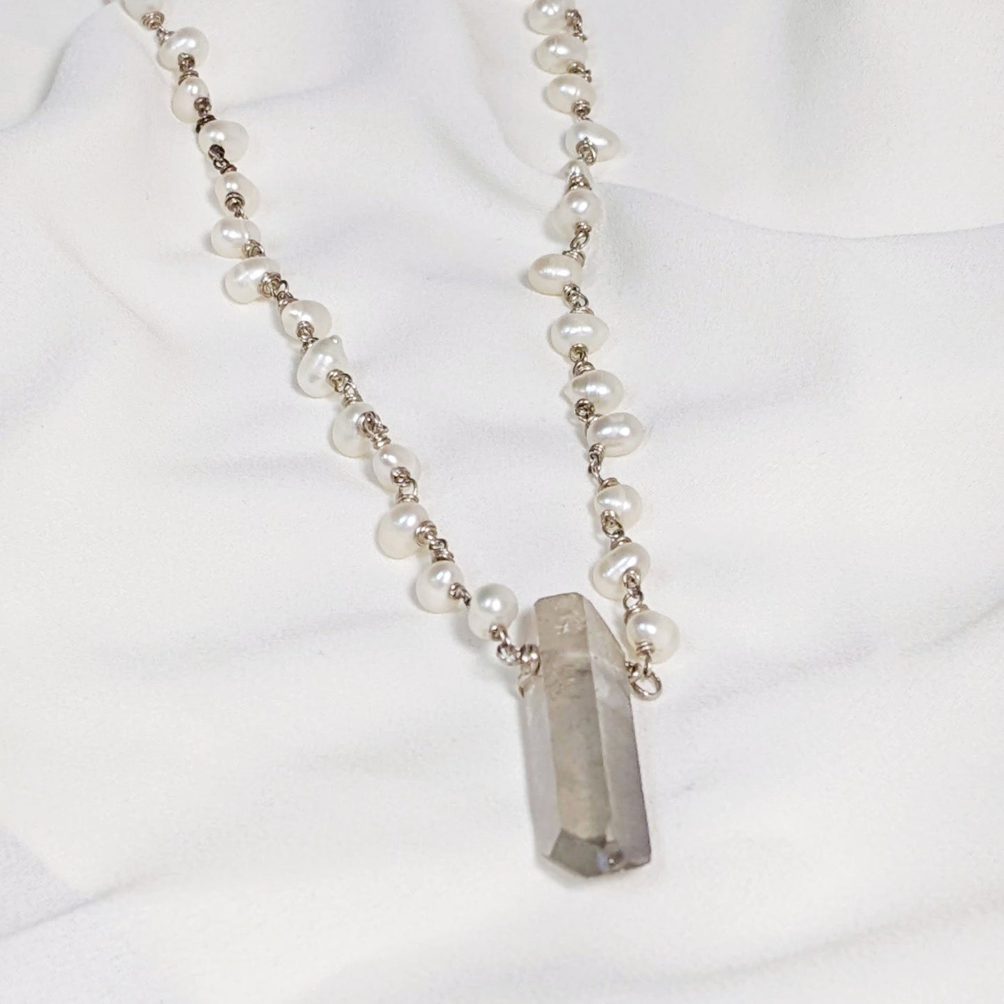 Pearl and Smoky Quartz Necklace 'Smokey' | Purple Snap Jewelers