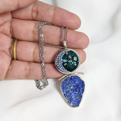 Colgante de Lapis Lazuli con Snap de Luna | Purple Snap Jewelers