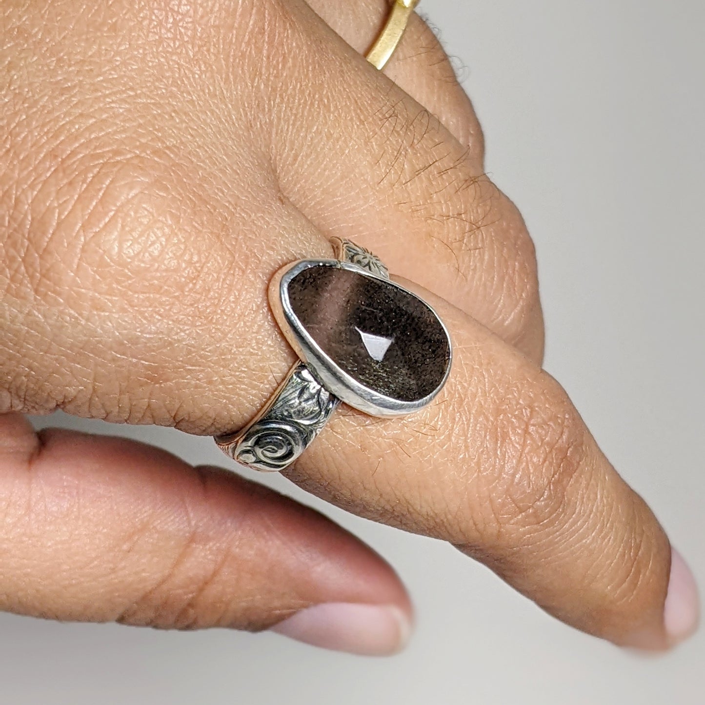 Ring 'Moonstone' Chocolate | Silver| Purple Snap Jewelers