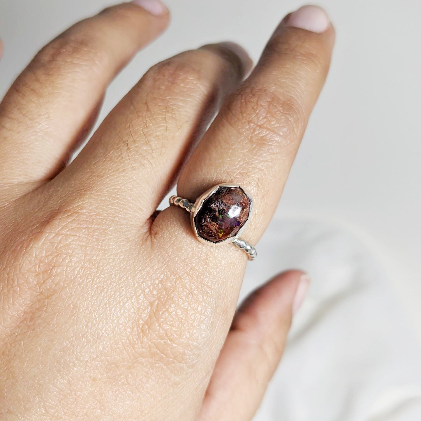 Mexican Opal Ring | quartz | Purple Snap Jewelers