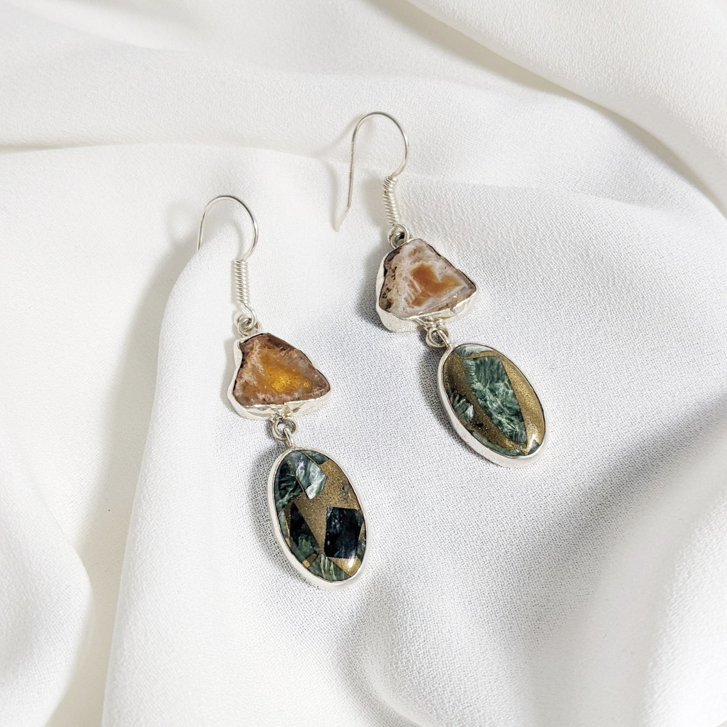 Pantallas (Aretes) Citrina y Seraphita | Plata| Purple Snap Jewelers