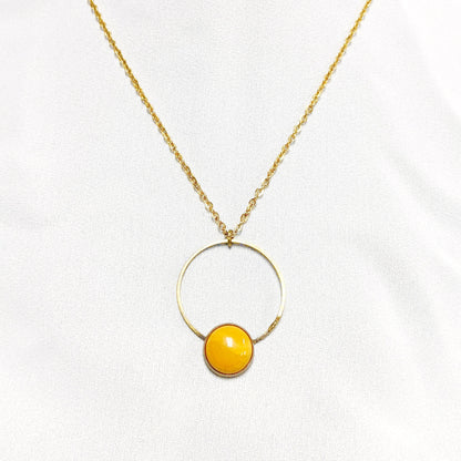 Circle Necklace | Yellow Jasper | aquamarine