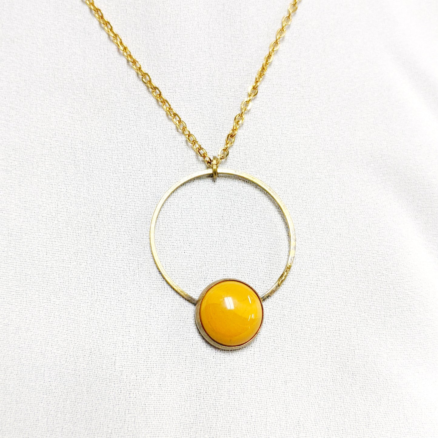Circle Necklace | Yellow Jasper | aquamarine