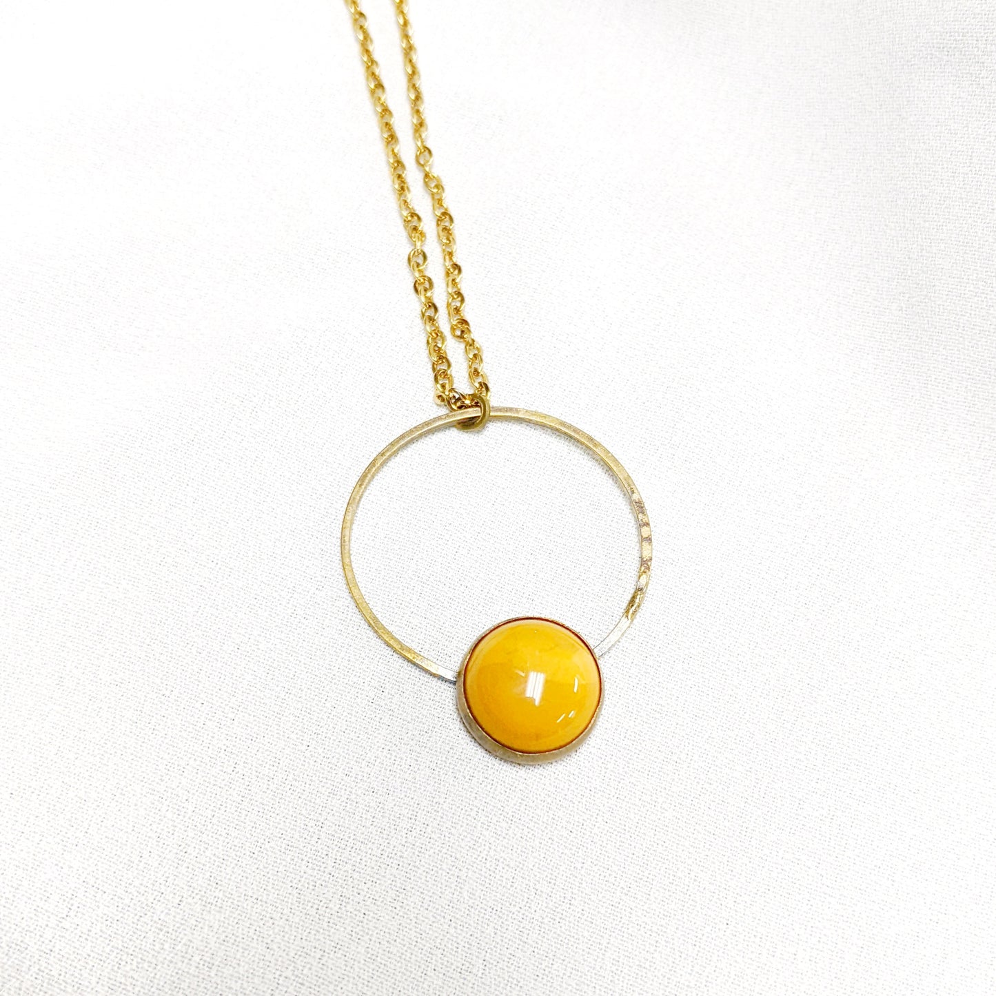 Circle Necklace | Yellow Jasper | aquamarine