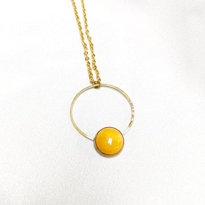 Circle Necklace | Yellow Jasper | aquamarine