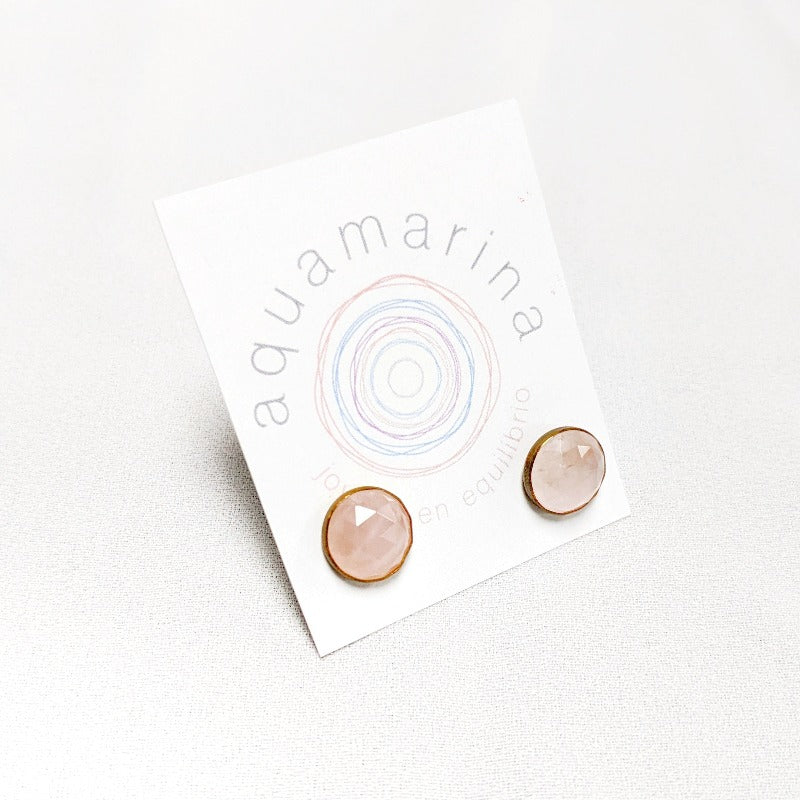 roze quartz crystal earrings - small - handmade earrings - made in Puerto rico