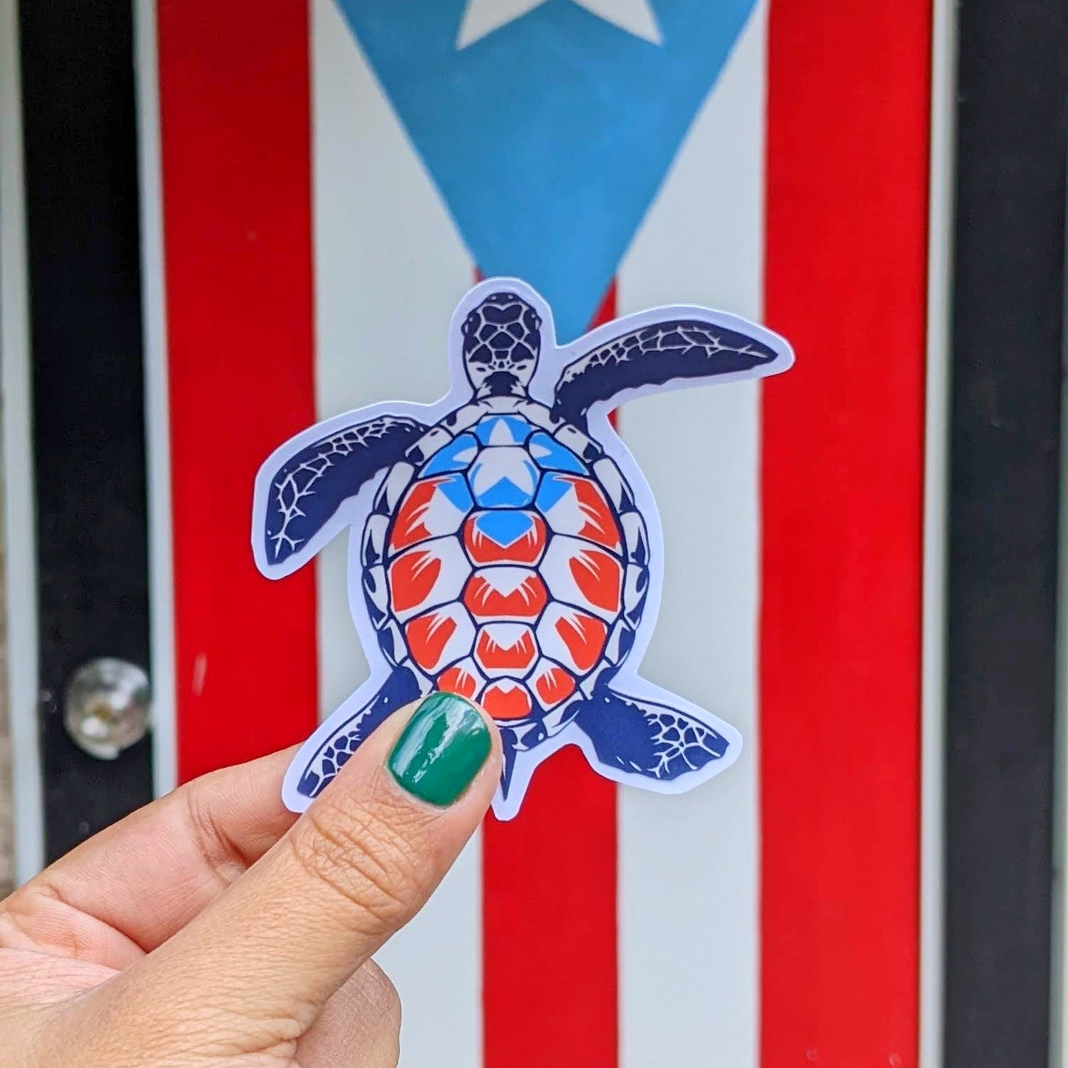 turtle sticker with the flag of Puerto Rico