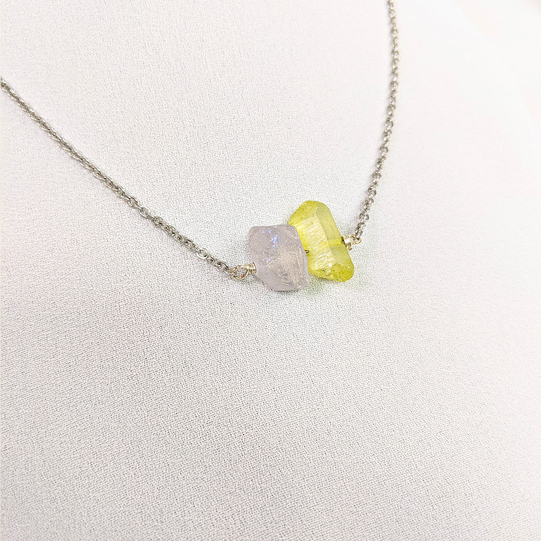 Raw Quartz Crystal Necklace | Precious stone jewelry | Purple Snap Jewelers